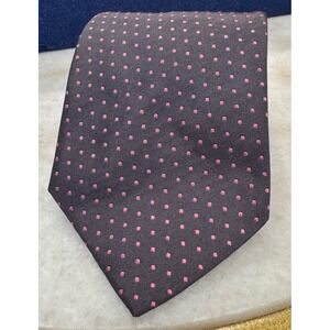 Brooks Brothers Makers Silk Tie Black Pink Micro Dot Hand Made USA Italy Fabric